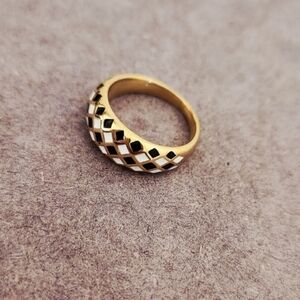 Gold and Black Stainless Checkered Ring